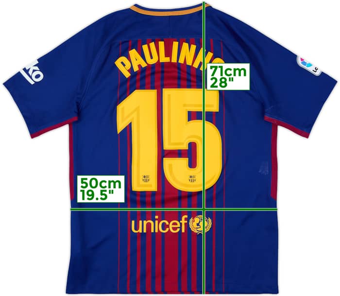 2017-18 Barcelona Home Shirt Paulinho #15 - 7/10 - (M)
