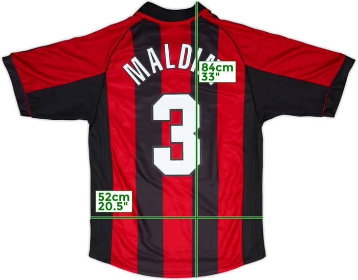 1998-00 AC Milan Home Shirt Maldini #3 - 8/10 - (M)