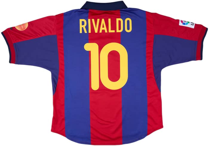 2000-01 Barcelona Home Shirt Rivaldo #10 - 7/10 - (L)