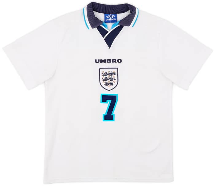 1995-97 England Home Shirt Beckham #7 - 5/10 - (M)