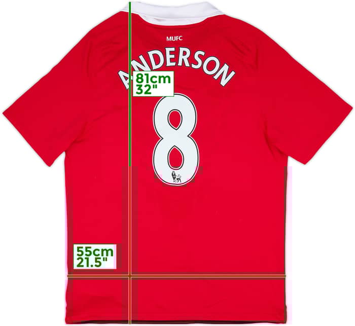 2010-11 Manchester United Home Shirt Anderson #8 - 9/10 - (L)