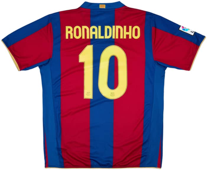 2007-08 Barcelona Home Shirt Ronaldinho #10 - 9/10 - (L)