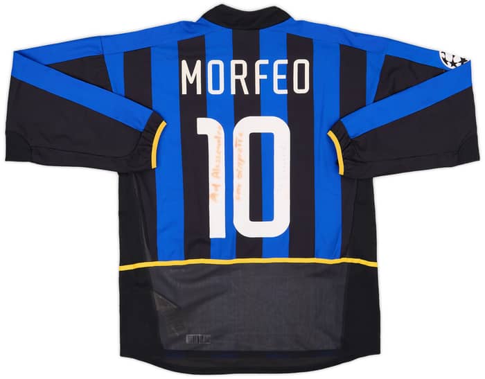 2002-03 Inter Milan Match Issue Champions League Signed Home L/S Shirt Morfeo #10