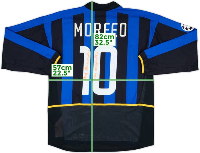 2002-03 Inter Milan Match Issue Champions League Signed Home L/S Shirt Morfeo #10