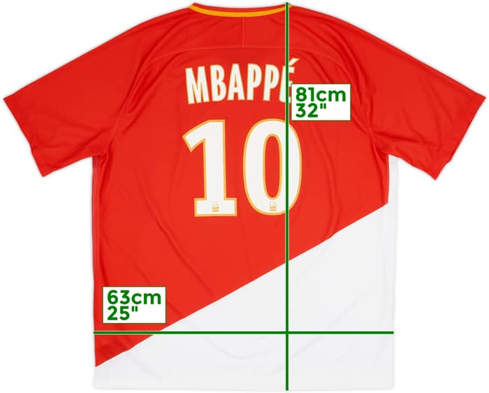 2017-18 Monaco Home Shirt Mbappe #10 - 7/10 - (XXL)