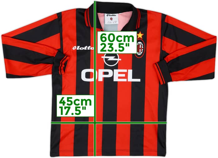 1995-96 AC Milan Basic Home L/S Shirt - 9/10 - (XL.Boys)