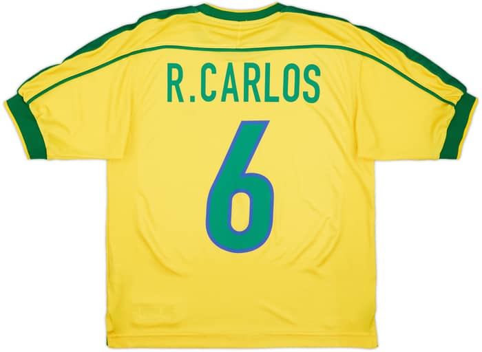 1998-00 Brazil Home Shirt R.Carlos #6 - 7/10 - (S)