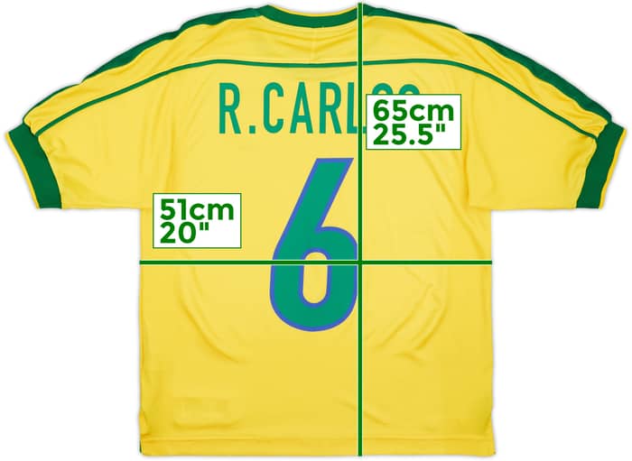 1998-00 Brazil Home Shirt R.Carlos #6 - 7/10 - (S)