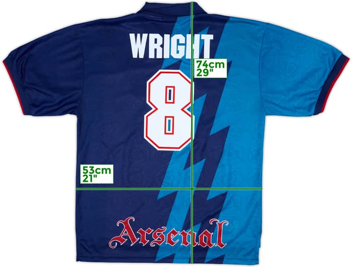 1995-96 Arsenal Away Shirt Wright #8 - 8/10 - (XL)