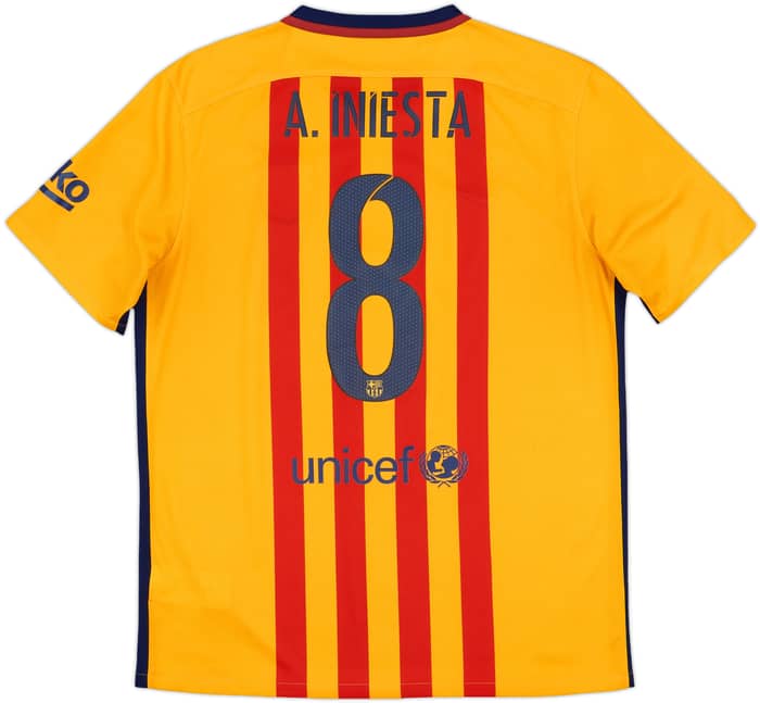 2015-16 Barcelona Away Shirt Iniesta #8 - 7/10 - (L)
