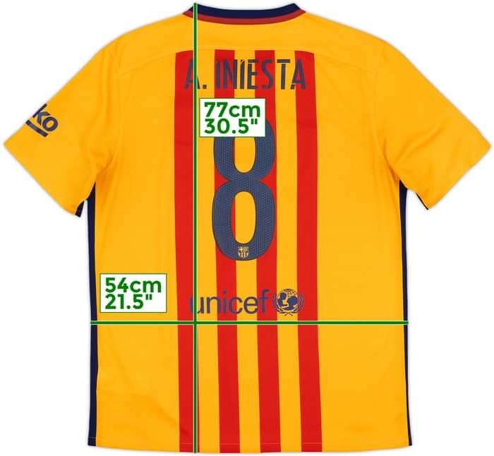 2015-16 Barcelona Away Shirt Iniesta #8 - 7/10 - (L)
