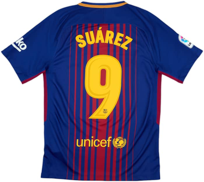 2017-18 Barcelona Home Shirt Suarez #9 - 10/10 - (S)