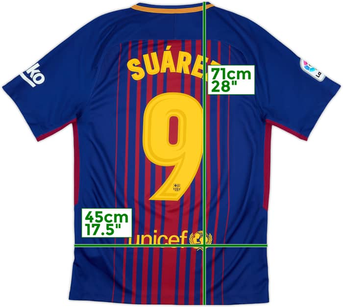 2017-18 Barcelona Home Shirt Suarez #9 - 10/10 - (S)