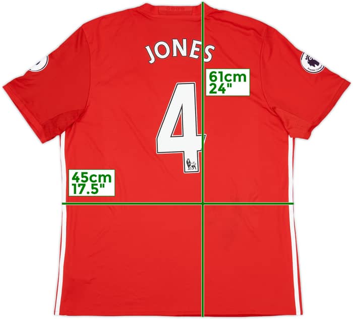 2016-17 Manchester United Home Shirt Jones #4 - 7/10 - (XL)