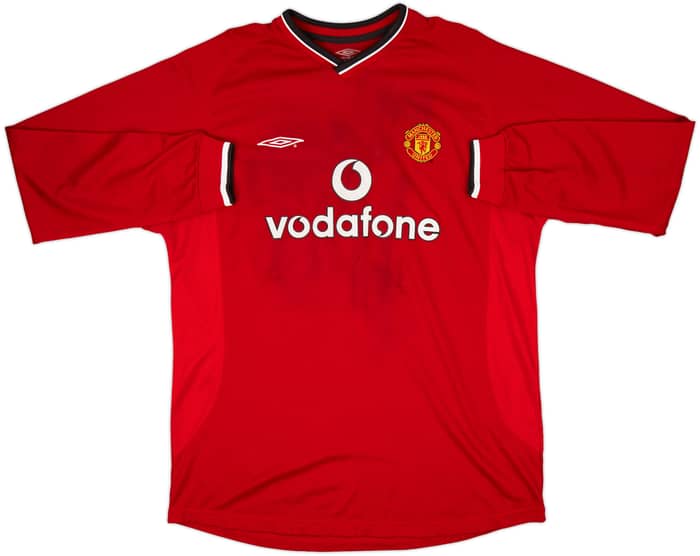 2000-02 Manchester United Home L/S Shirt - 4/10 - (XL)