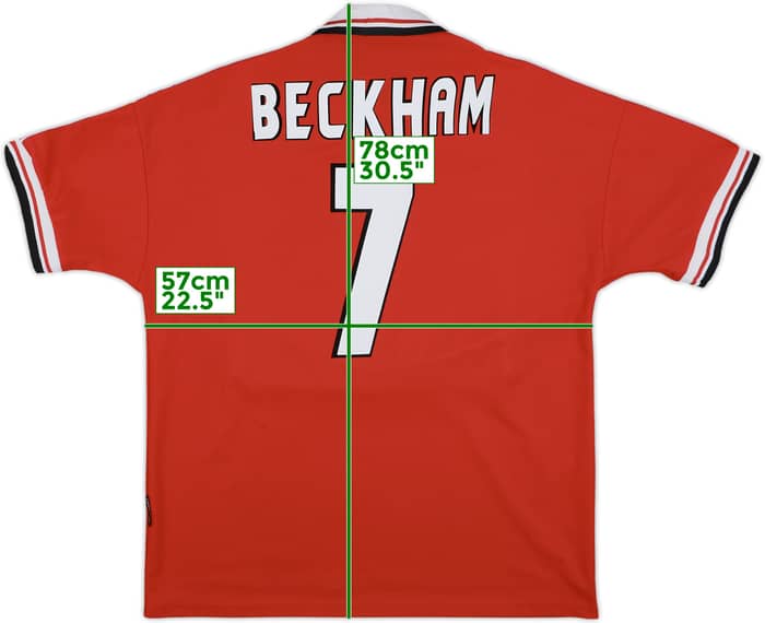 1998-00 Manchester United Home Shirt Beckham #7 - 8/10 - (XL)