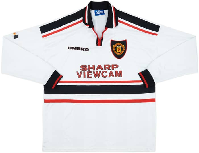 1997-99 Manchester United Away L/S Shirt Beckham #7 - 9/10 - (XXL)