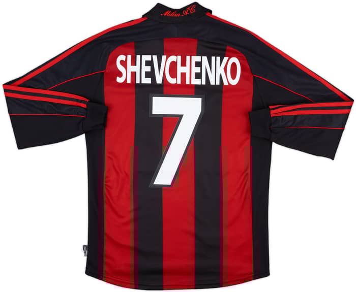 2000-02 AC Milan Home L/S Shirt Shevchenko #7 - 8/10 - (S)