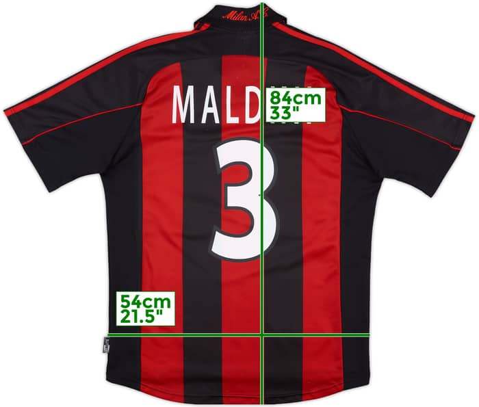 2000-02 AC Milan Home Shirt Maldini #3 - 8/10 - (M)