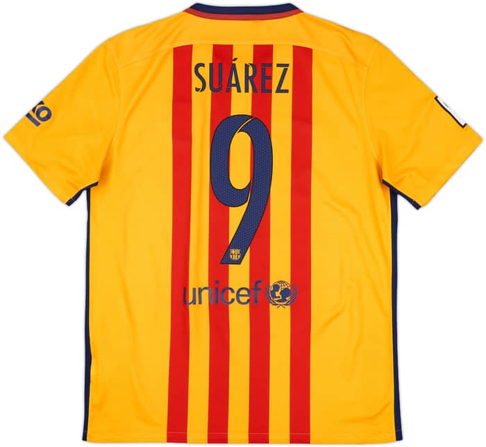 2015-16 Barcelona Away Shirt Suarez #9 - 7/10 - (L)