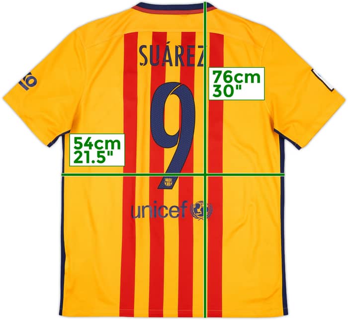 2015-16 Barcelona Away Shirt Suarez #9 - 7/10 - (L)