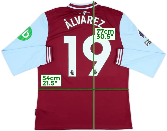2024-25 West Ham Match Issue Home L/S Shirt Alvarez #19