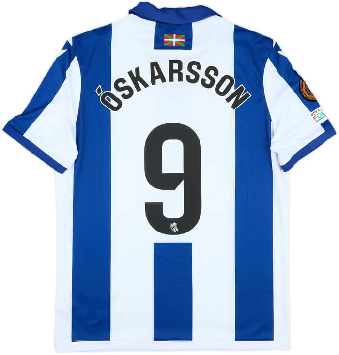 2024-25 Real Sociedad Match Worn Home Shirt Oskarsson #9