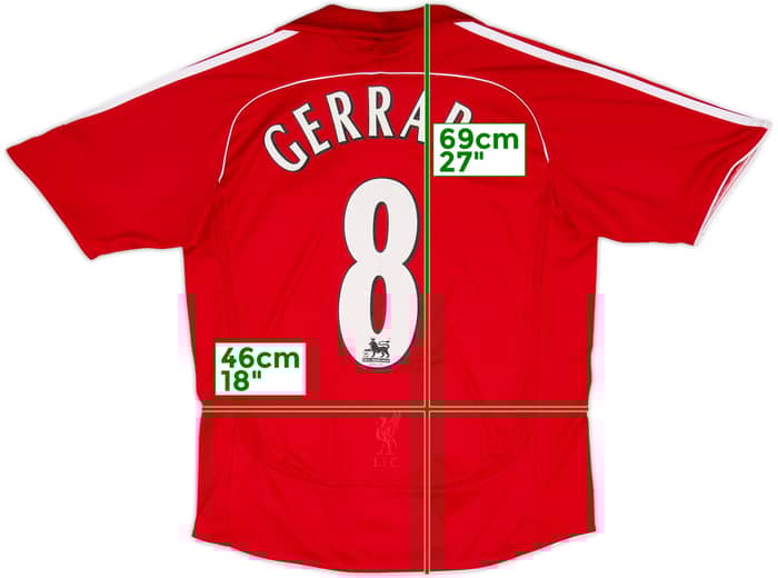 2006-08 Liverpool Home Shirt Gerrard #8 - 6/10 - (XL.Boys)