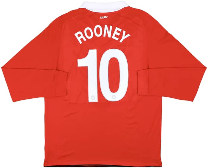 2010-11 Manchester United Home L/S Shirt Rooney #10 - 9/10 - (XL)