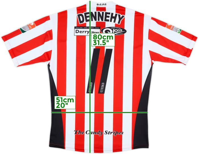 2008-09 Derry City Match Issue Home Shirt Dennehy #11