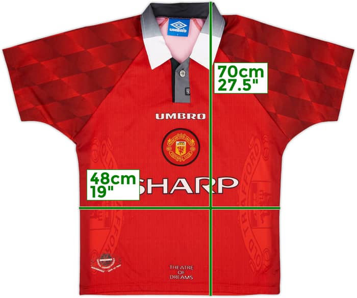1996-98 Manchester United Home Shirt - 9/10 - (Y)