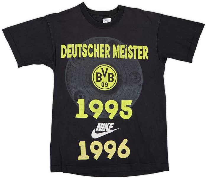 1995-96 Borussia Dortmund Nike 'Deutscher Meister 1995/96' Graphic Shirt - 7/10 - (S)