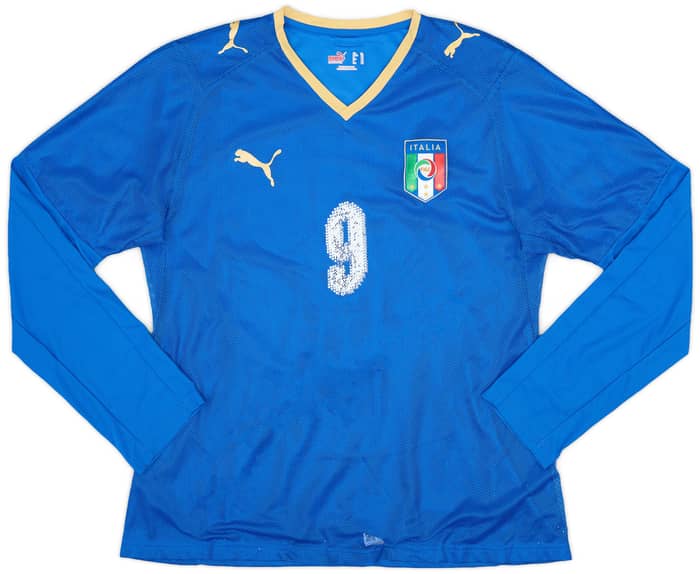 2007-08 Italy Basic Home L/S Shirt #9 - 6/10 - (XL.Boys)