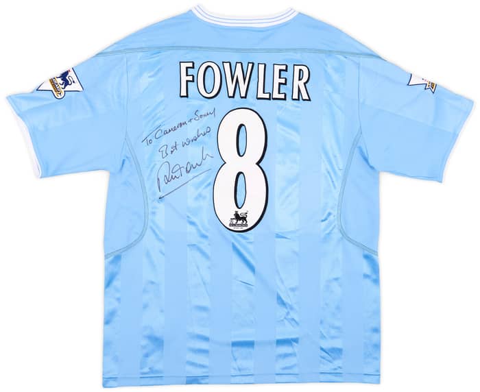 2003-04 Manchester City Match Issue Signed Home Shirt Fowler #8