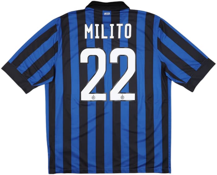 2011-12 Inter Milan Home Shirt Milito #22 - 9/10 - (XL)