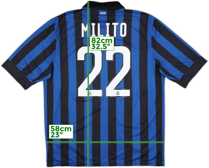 2011-12 Inter Milan Home Shirt Milito #22 - 9/10 - (XL)