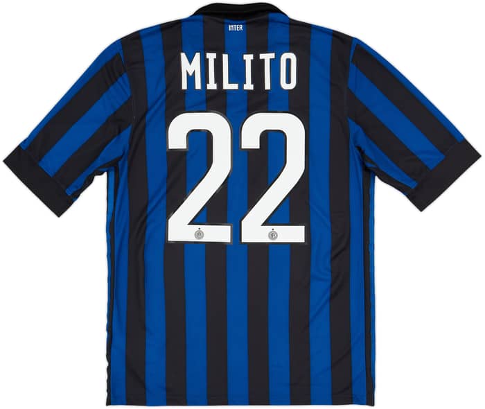 2011-12 Inter Milan Home Shirt Milito #22 - 7/10 - (M)