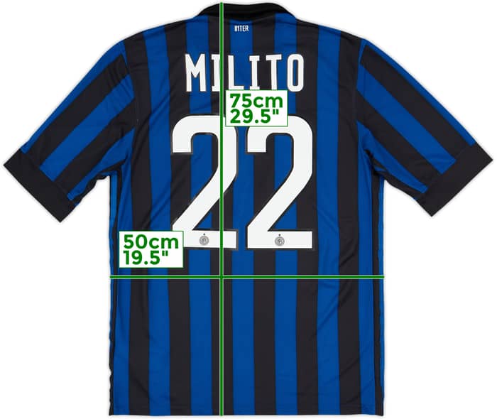 2011-12 Inter Milan Home Shirt Milito #22 - 7/10 - (M)