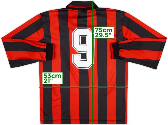 1990-91 AC Milan Home L/S Shirt #9 - 8/10 - (M)