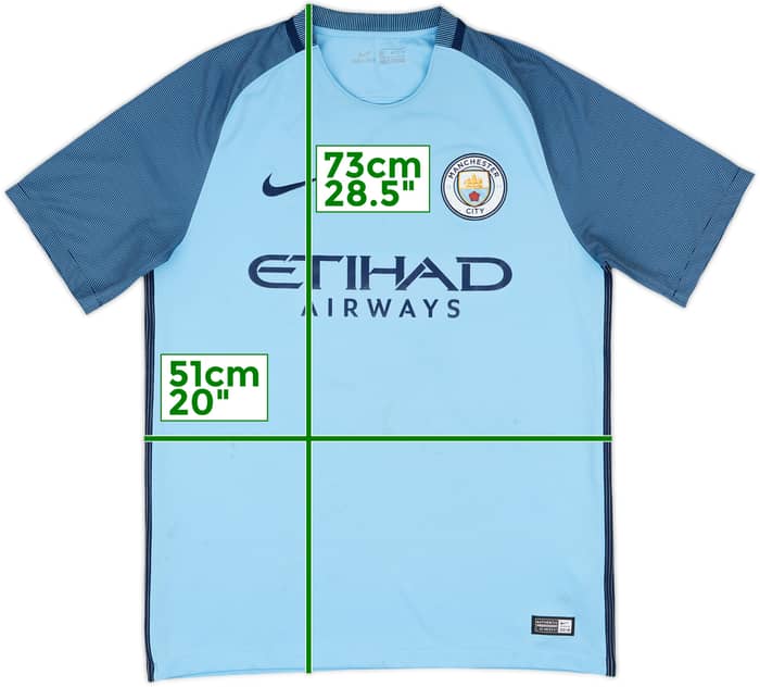 2016-17 Manchester City Home Shirt Stones #24 - 9/10 - (M)