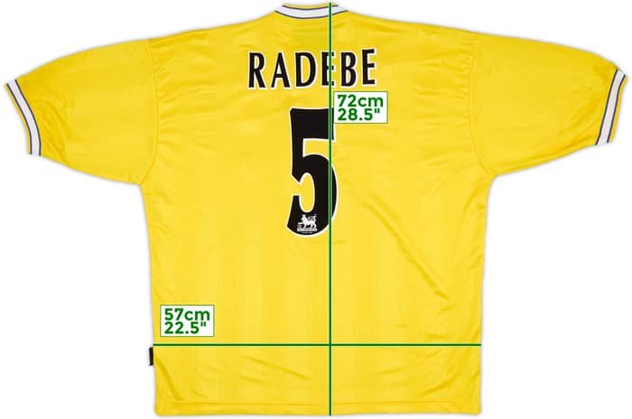 1996-99 Leeds United Away Shirt Radebe #5 - 8/10 - (XL)