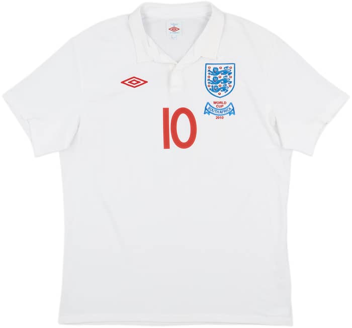 2010-11 England 'World Cup South Africa 2010' Home Shirt Rooney #10 - 8/10 - (L)
