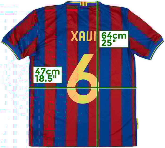 2009-10 Barcelona Home Shirt Xavi #6 - 6/10 - (XL.Boys)