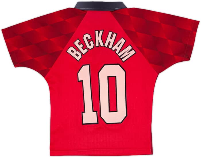 1996-98 Manchester United Home Shirt Beckham #10 - 7/10 - (S.Boys)