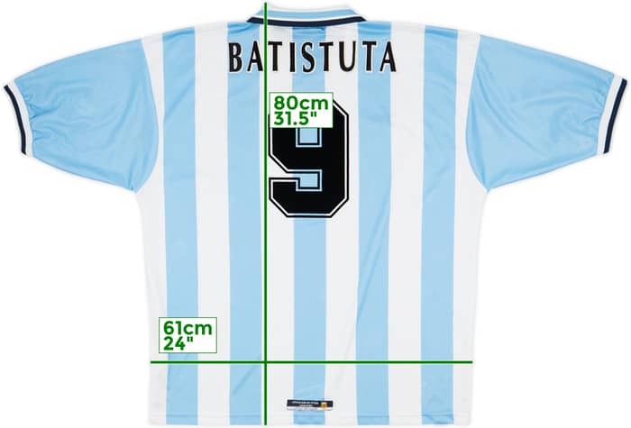 1999-00 Argentina Home Shirt Batistuta #9 - 6/10 - (XL)