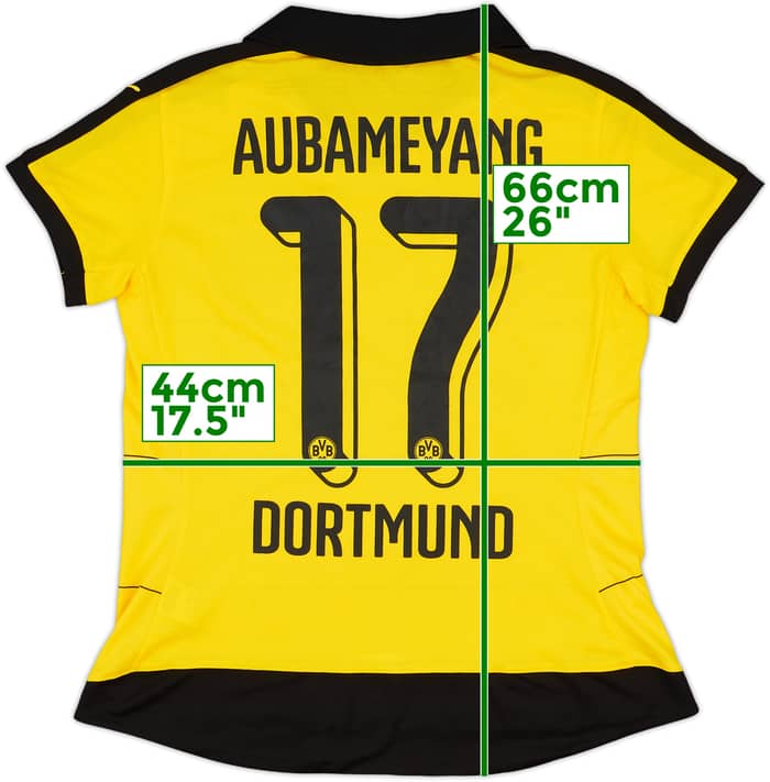 2015-16 Borussia Dortmund Home Shirt Aubameyang #17 - 8/10 - (Women's L)