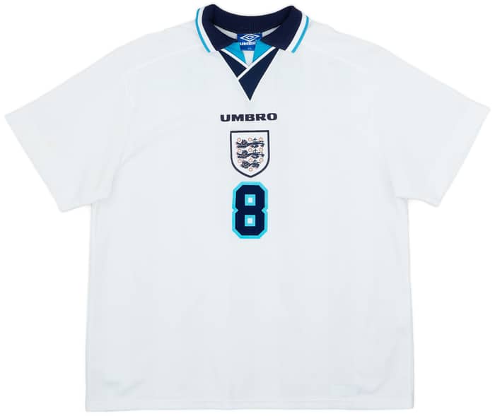 1995-97 England Home Shirt Gascoigne #8 - 7/10 - (XXL)
