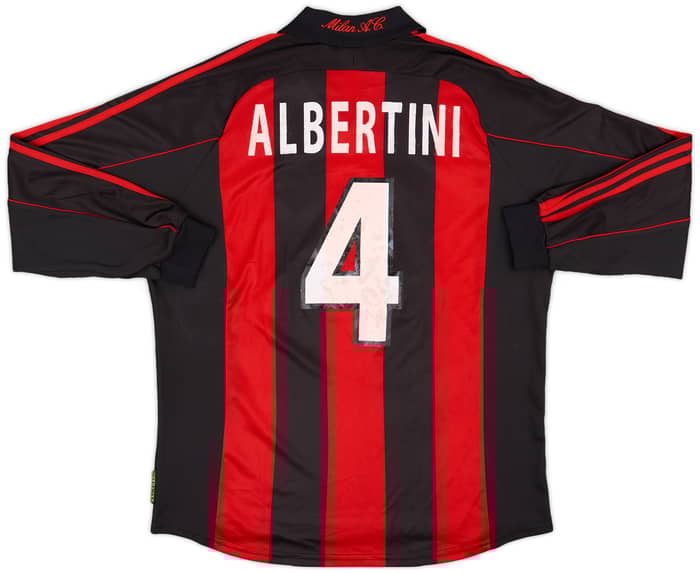 2000-02 AC Milan Match Issue Home L/S Shirt Albertini #4