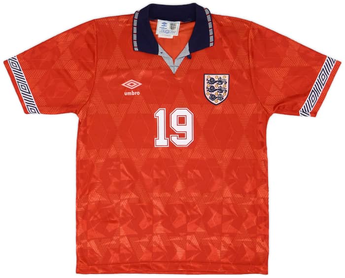 1990-93 England Away Shirt Gascoigne #19 - 9/10 - (S)