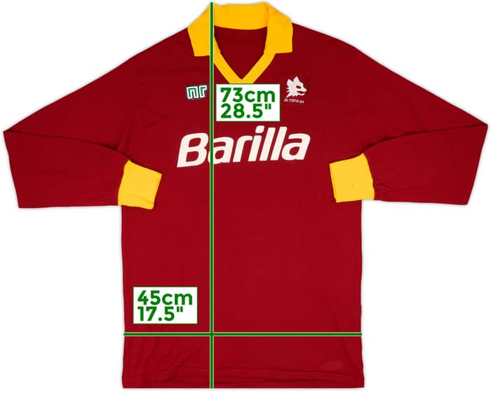1987-90 Roma Home L/S Shirt - 9/10 - (XL)